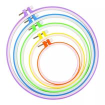 Kit Bastidores Coloridos Plastico Para Bordado Com Tarraxa 5 Tamanhos