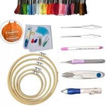 Kit Bastidores Completo Agulha Mágica Ponto Cruz Ponto Russo Kit Bastidores Completo Agulha Mágica Ponto Cruz Ponto Russo