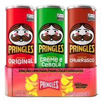 Kit Batata Pringles Combo da Torcida Pringols Sabores Churrasco Creme e Cebola Original 322g