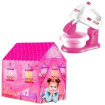 Kit Batedeira Infantil Brinquedo Cozinha + Barraca Princesa