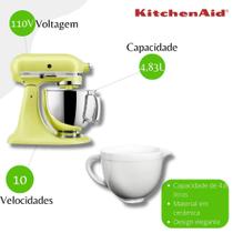 Kit Batedeira KitchenAid KEA33CKANA 110V + Tigela Stand Mixer KIQ05AB