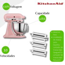 Kit Batedeira KitchenAid KEA33COANA 110V + Acessório Set Pasta Roller Stand Mixer