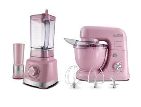 Kit Batedeira Planetária 700w + Liquidificador Britânia Rosa 1400w - BRITANIA