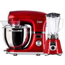 Kit Batedeira Planetária Digital e Liquidificador New Osterizer Clássico Vermelho - 220V