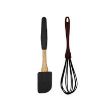 Kit Batedor de Clara e Espátula de Silicone Preto 2pçs 01 unidade Fenima