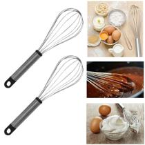 Kit Batedor De Ovos E Massas Fouet Aço Inox 24 Cm 2 Peças