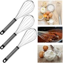 Kit Batedor De Ovos E Massas Fouet Aço Inox 24 cm 3 Peças