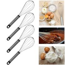 Kit Batedor De Ovos E Massas Fouet Aço Inox 24 Cm 4 Peças