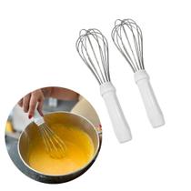 Kit Batedor Fouet Inox Profissional 25cm Branco Fue Creme Clara 02 peças