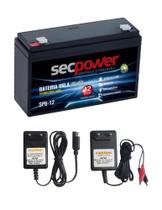 Kit Bateria 6v 12ah + Carregador 6v Moto Elétrica Brinquedo , Carrinho Elétrico , Bandeirante - SecPower/GetPower/EnergyAC/ACT