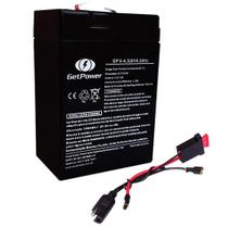 Kit Bateria 6V 4,5ah GetPower + Chicote - Carro Elétrico - GET POWER