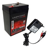 Kit Bateria 6V 4,5ah Unipower + Carregador - Moto Elétrica