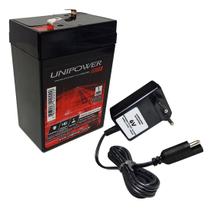 Kit Bateria 6V 4,5ah Unipower + Carregador - Moto Elétrica