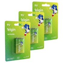 Kit Bateria 9V Alcalina 3 Unidades ELGIN Kit Bateria 9V Alcalina 3 Unidades ELGIN