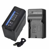 Kit Bateria Com Carregador Np-f980 Usb Para Filmadora Led Monitor 7.4v 10.000mah