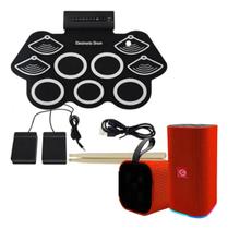 Kit Bateria eletrônica 6 Drums 5 Metal Portátil Caixa de Som