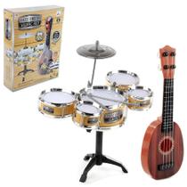 Kit Bateria Infantil Rock Star Violao Acustico Estilo