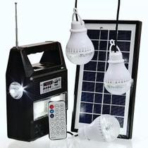 Kit Bateria Portátil Painel Solar 3 Lâmpadas Led Rádio Mp3 - Luatek