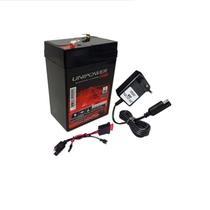 Kit Bateria Selada 6V 4,5ah Unipower/ Carregador 6V padrão/ Chicote Chicote