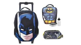 Kit Batman 3D Mochila De Rodas + Lancheira Térmica + Estojo