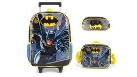 Kit Batman Original Mochila De Rodinha + Lancheira + Estojo