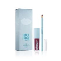 Kit Batom Líquido + Lapis Labial Sexta - Boca Rosa