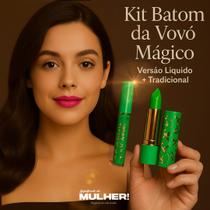 Kit Batom Verde Mágico Gloss Labial Mágico Lip Verde Fica Rosa E Batom Liquido ORIGINALL LANÇAMENTO Batom Verde da Vovó ORIGINAL