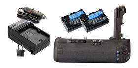 Kit Battery Grip BG-E14 + 2 Baterias LP-E6 MemoryTec + Carregador Compatível com Canon EOS 70D / 80D / 90D /