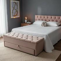 Kit Baú e Cabeceira Queen Capitonê 160x60cm Cor Rosa Nude - Conforto e Qualidade Para o Seu Lar Kit Baú e Cabeceira Queen Capitonê 160x60cm Cor Rosa Nude - Conforto e Qualidade Para o Seu Lar