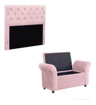 Kit Bau Egeo 120cm + Cabeceira 90cm Suede Rosa Bebe