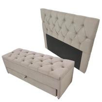 Kit Baú Gaveta e Cabeceira Com Fixação no Box (Cama) Cor Bege Claro 140x117cm Tamanho Casal