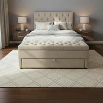 Kit Baú Gaveta e Cabeceira Com Fixação no Box (Cama) Cor Bege Claro 140x117cm Tamanho Casal Kit Baú Gaveta e Cabeceira Com Fixação no Box (Cama) Cor Bege Claro 140x117cm Tamanho Casal