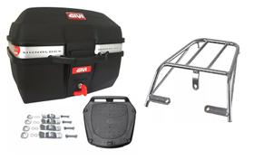 KIT BAÚ MOTO 27 GIVI TRAFFIC E-27M + BAGAGEIRO Ybr 2000 À 2008 1º Linha PROJETIL 3671