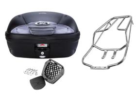 KIT BAÚ MOTO 45L GIVI E450NT + BAGAGEIRO CROMADO Cg Fan 125 Titan 150 2009 2010 2011 2013 PROJETIL