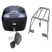 KIT BAÚ MOTO 45L GIVI E450NT + BAGAGEIRO CROMADO YAMAHA YBR 125 2000 até 20082007 2008
