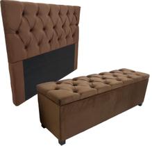 Kit Baú New 140cm e Cabeceira Com Fixação no Box de 140x117cm Na Cor Marrom