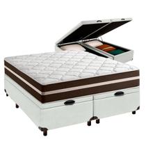 Kit Baú Queen e Colchão Brown Cristal Molas Ensacadas Cristalflex Branco