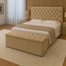 Kit Baú Recamier + Cabeceira King Suede Bege