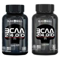 Kit Bcaa 100 Caps + Bcaa 2400mg 30 Caps Preta Black Skull