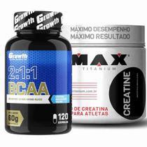 Kit Bcaa 120 Caps Growth + Creatina Pura 100g Max Titanium