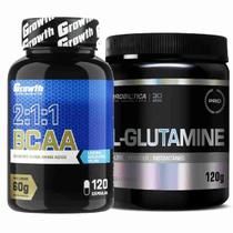 Kit Bcaa 120 Caps Growth + Glutamina Pura 120g Probiotica