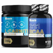 Kit Bcaa 120 Caps + L-Carnitina em Pó 200g Growth Supplements