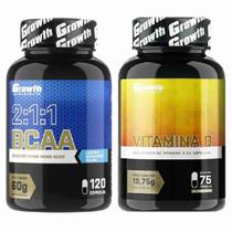 Kit Bcaa 120 Caps + Vitamina D 75 Caps Growth Supplements