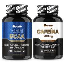 Kit Bcaa 2:1:1 120 Caps + Cafeina Pura 200mg 60 Caps Growth