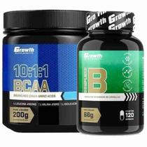 Kit Bcaa em Pó 10:1:1 200g + Complexo B 120 Caps Growth - Growth Supplements