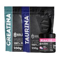 Kit: BCAA Em Pó 250g + Creatina Monohidratada 250g + Taurina 250g - 100% Puro Importado - Soldiers Nutrition