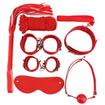 Kit BDSM Bondage Sadomasoquista 8 em 1 na Cor Vermelho