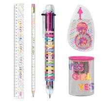 Kit Be Nice Caneta 6 Cores + Lápis Apontador Fita Corretiva