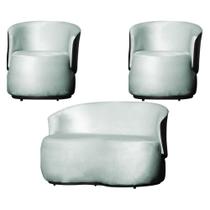 Kit Beatriz 2 Poltronas e 1 Namoradeira Orgânica Tecido Veludo Composê material sintético Preto - Estopar