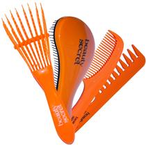 Kit Beauty Secret Escova Polvo Escova Magica Pentes Laranjas